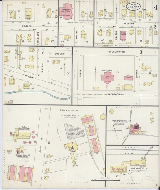 Sanborn Fire Insurance Map from Urbana, Champaign County, Illinois (1897), Sheet #0004 - Historic Sanborn Fire Insurance Map Print, vintage old map wall art, antique decor, genealogy gift, Illinois Illinois map
