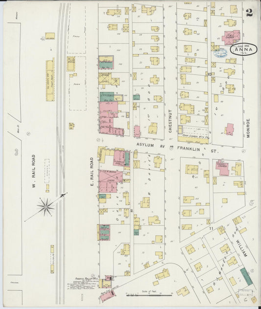 Sanborn Fire Insurance Map from Anna, Union County, Illinois (1894), Sheet #0002 - Historic Sanborn Fire Insurance Map Print, vintage old map wall art, antique decor, genealogy gift, Illinois Illinois map