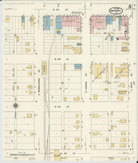 Sanborn Fire Insurance Map from Anthony, Harper County, Kansas (1909), Sheet #0004 - Historic Sanborn Fire Insurance Map Print, vintage old map wall art, antique decor, genealogy gift, Kansas Kansas map