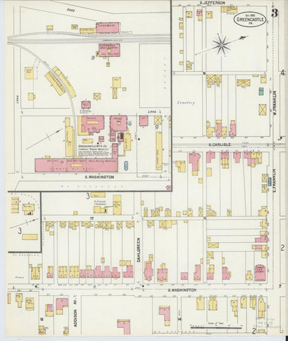 Sanborn Fire Insurance Map from Greencastle, Franklin County, Pennsylvania (1902), Sheet #0003 - Historic Sanborn Fire Insurance Map Print, vintage old map wall art, antique decor, genealogy gift, Pennsylvania Pennsylvania map