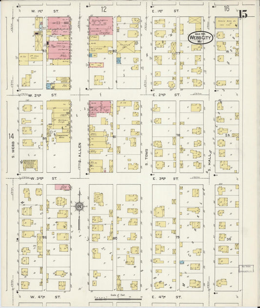 Sanborn Fire Insurance Map from Webb City, Jasper County, Missouri (1915), Sheet #0015 - Historic Sanborn Fire Insurance Map Print, vintage old map wall art, antique decor, genealogy gift, Missouri Missouri map