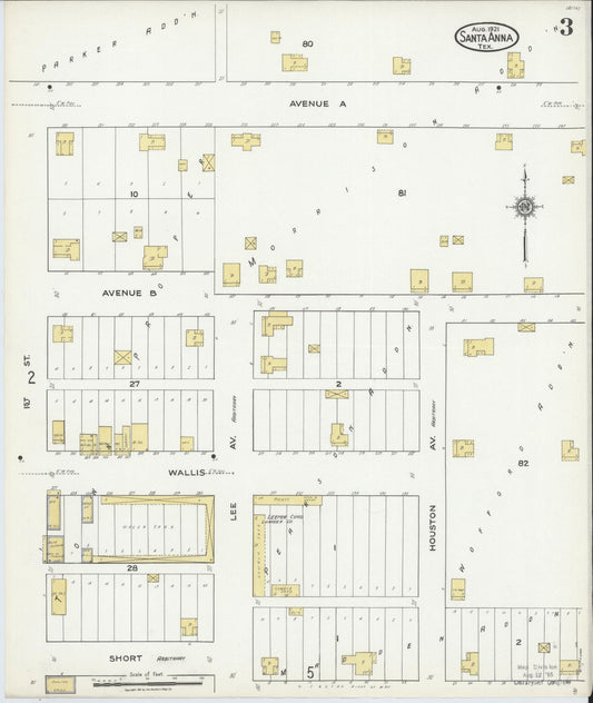 Sanborn Fire Insurance Map from Santa Anna, Coleman County, Texas (1921), Sheet #0003 - Historic Sanborn Fire Insurance Map Print, vintage old map wall art, antique decor, genealogy gift, Texas Texas map