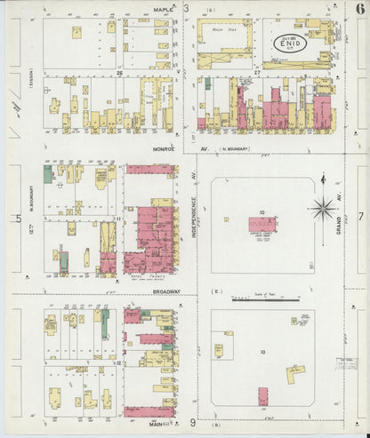 Sanborn Fire Insurance Map from Enid, Garfield County, Oklahoma (1901), Sheet #0006 - Complete Map Set gallery image, historic Sanborn map, vintage wall art, Oklahoma Oklahoma