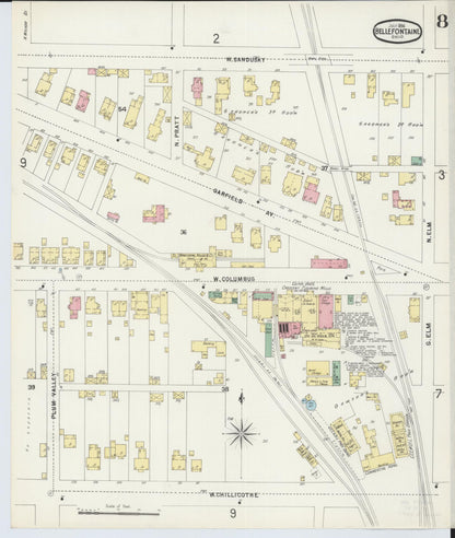 Sanborn Fire Insurance Map from Bellefontaine, Logan County, Ohio (1896), Sheet #0008 - Complete Map Set gallery image, historic Sanborn map, vintage wall art, Ohio Ohio