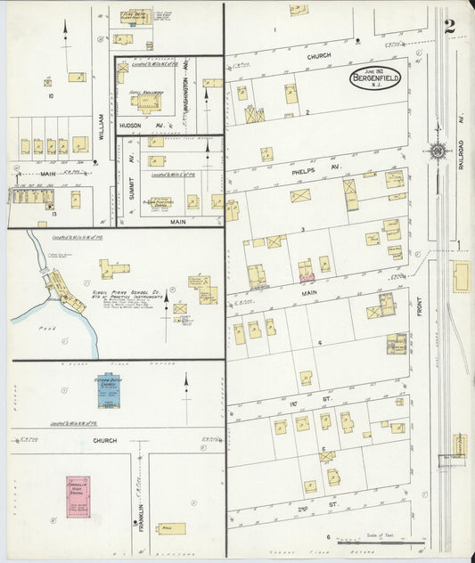 Sanborn Fire Insurance Map from Bergenfield, Bergen County, New Jersey (1912), Sheet #0002 - Historic Sanborn Fire Insurance Map Print, vintage old map wall art, antique decor, genealogy gift, New Jersey New Jersey map