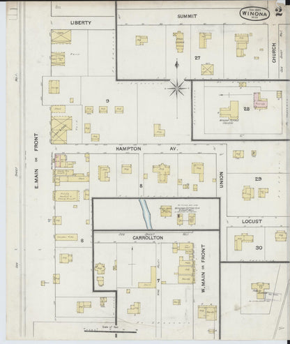 Sanborn Fire Insurance Map from Winona, Montgomery County, Mississippi (1889), Sheet #0002 - Complete Map Set gallery image, historic Sanborn map, vintage wall art, Mississippi Mississippi