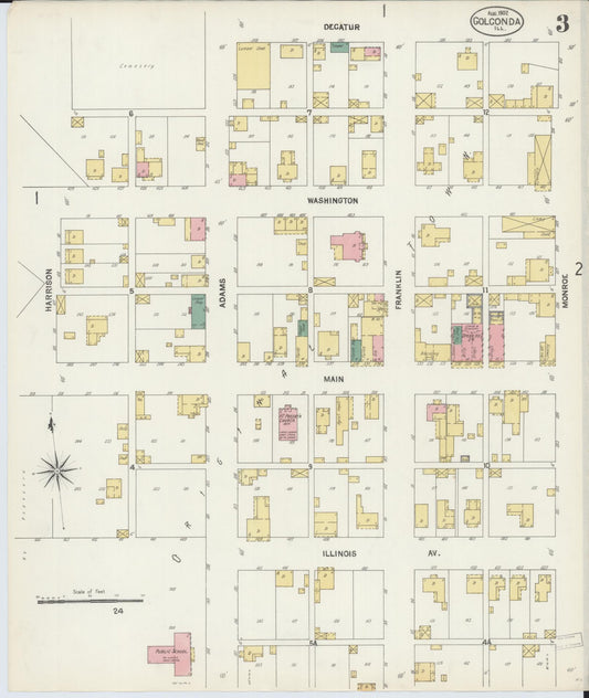 Sanborn Fire Insurance Map from Golconda, Pope County, Illinois (1902), Sheet #0003 - Historic Sanborn Fire Insurance Map Print, vintage old map wall art, antique decor, genealogy gift, Illinois Illinois map