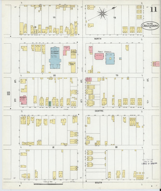 Sanborn Fire Insurance Map from Mauch Chunk, Carbon County, Pennsylvania (1902), Sheet #0011 - Historic Sanborn Fire Insurance Map Print, vintage old map wall art, antique decor, genealogy gift, Pennsylvania Pennsylvania map