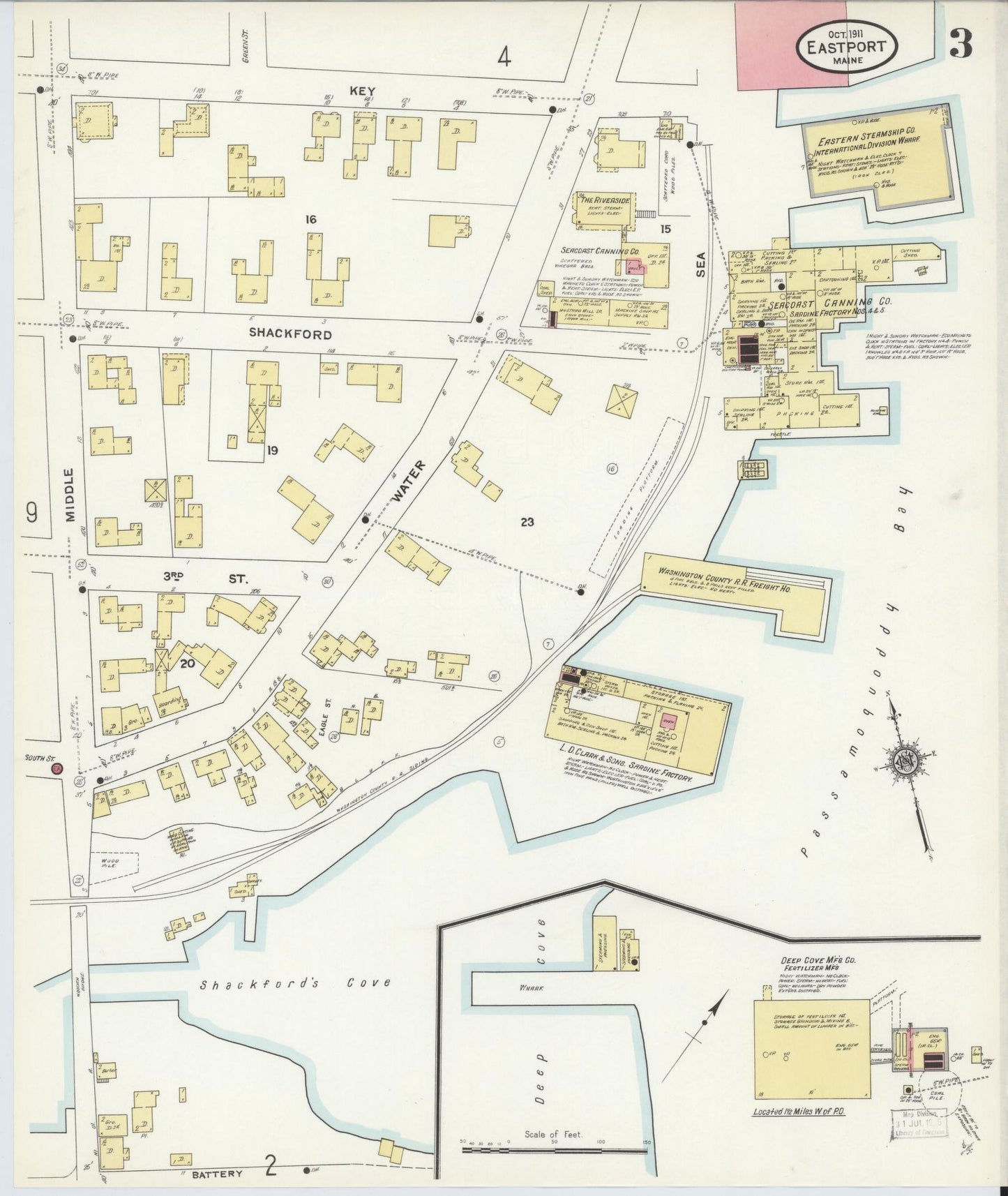 Sanborn Fire Insurance Map from Eastport, Washington County, Maine (1911), Sheet #0003 - Complete Map Set gallery image, historic Sanborn map, vintage wall art, Maine Maine