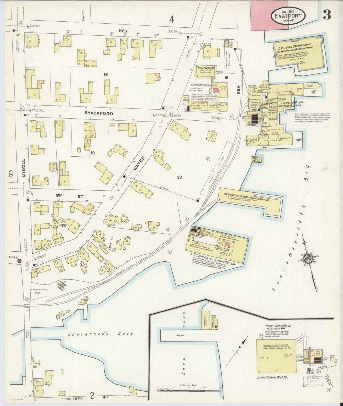 Sanborn Fire Insurance Map from Eastport, Washington County, Maine (1911), Sheet #0003 - Complete Map Set gallery image, historic Sanborn map, vintage wall art, Maine Maine