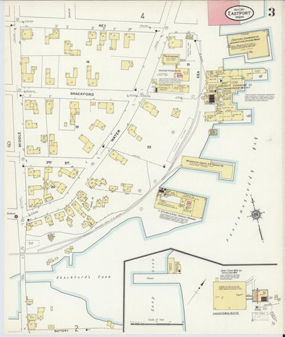 Sanborn Fire Insurance Map from Eastport, Washington County, Maine (1911), Sheet #0003 - Complete Map Set gallery image, historic Sanborn map, vintage wall art, Maine Maine