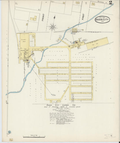 Sanborn Fire Insurance Map from Queen City, Cass County, Texas (1890), Sheet #0002 - Historic Sanborn Fire Insurance Map Print, vintage old map wall art, antique decor, genealogy gift, Texas Texas map