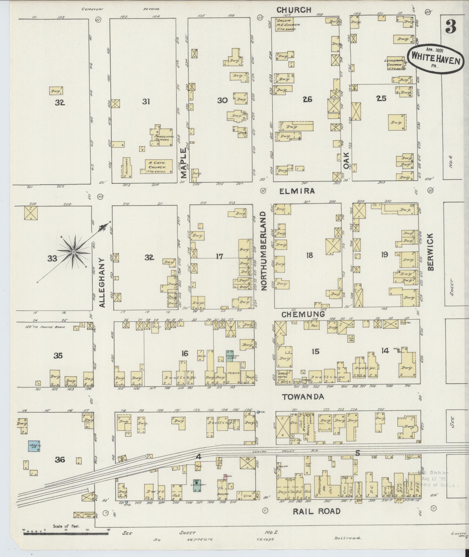 Sanborn Fire Insurance Map from White Haven, Luzerne County, Pennsylvania (1891), Sheet #0003 - Complete Map Set gallery image, historic Sanborn map, vintage wall art, Pennsylvania Pennsylvania