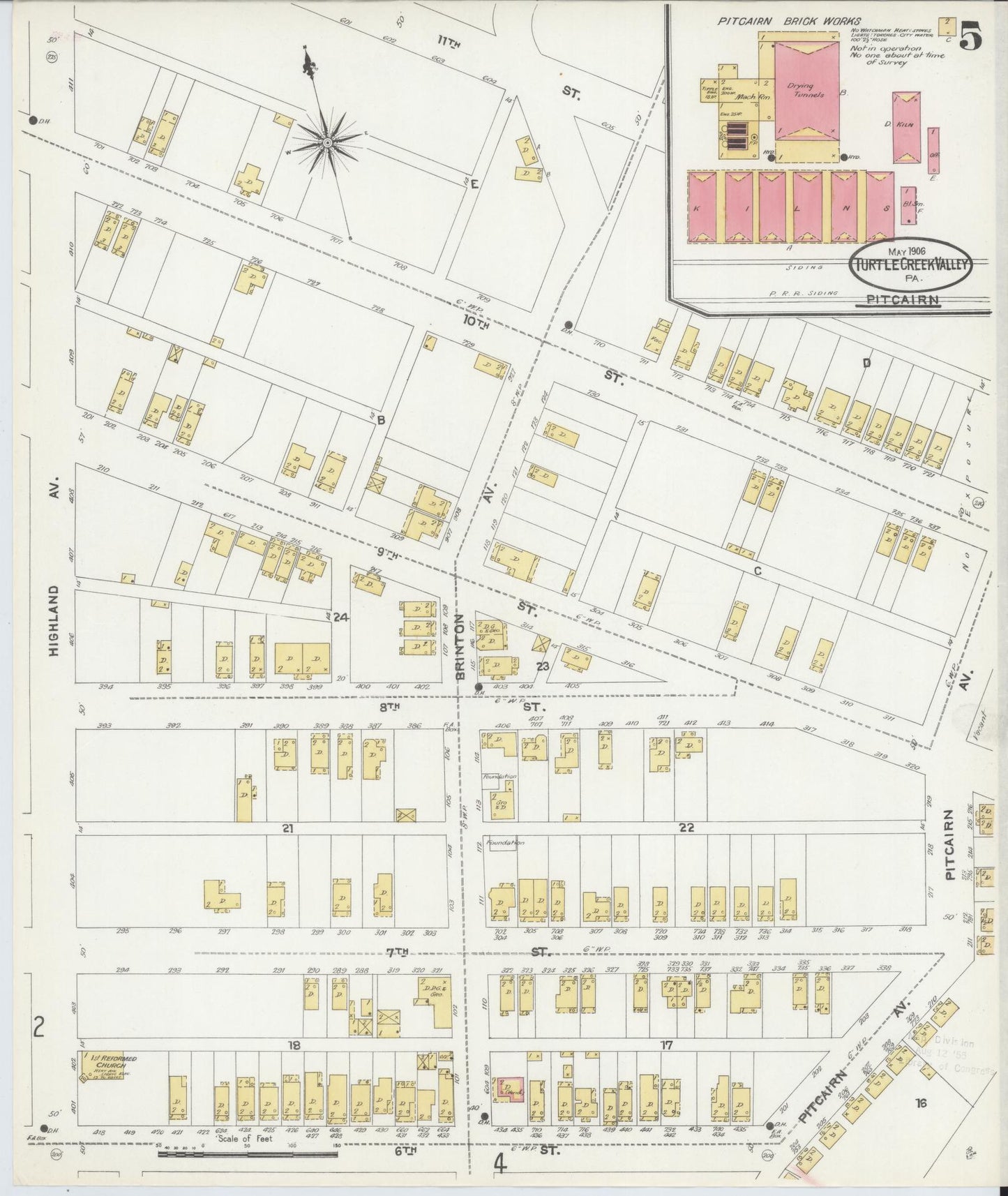 Sanborn Fire Insurance Map from Turtle Creek Valley, Allegheny County, Pennsylvania (1906), Sheet #0005 - Complete Map Set gallery image, historic Sanborn map, vintage wall art, Pennsylvania Pennsylvania