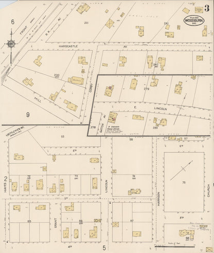Sanborn Fire Insurance Map from Woodburn, Marion County, Oregon (1913), Sheet #0003 - Complete Map Set gallery image, historic Sanborn map, vintage wall art, Oregon Oregon