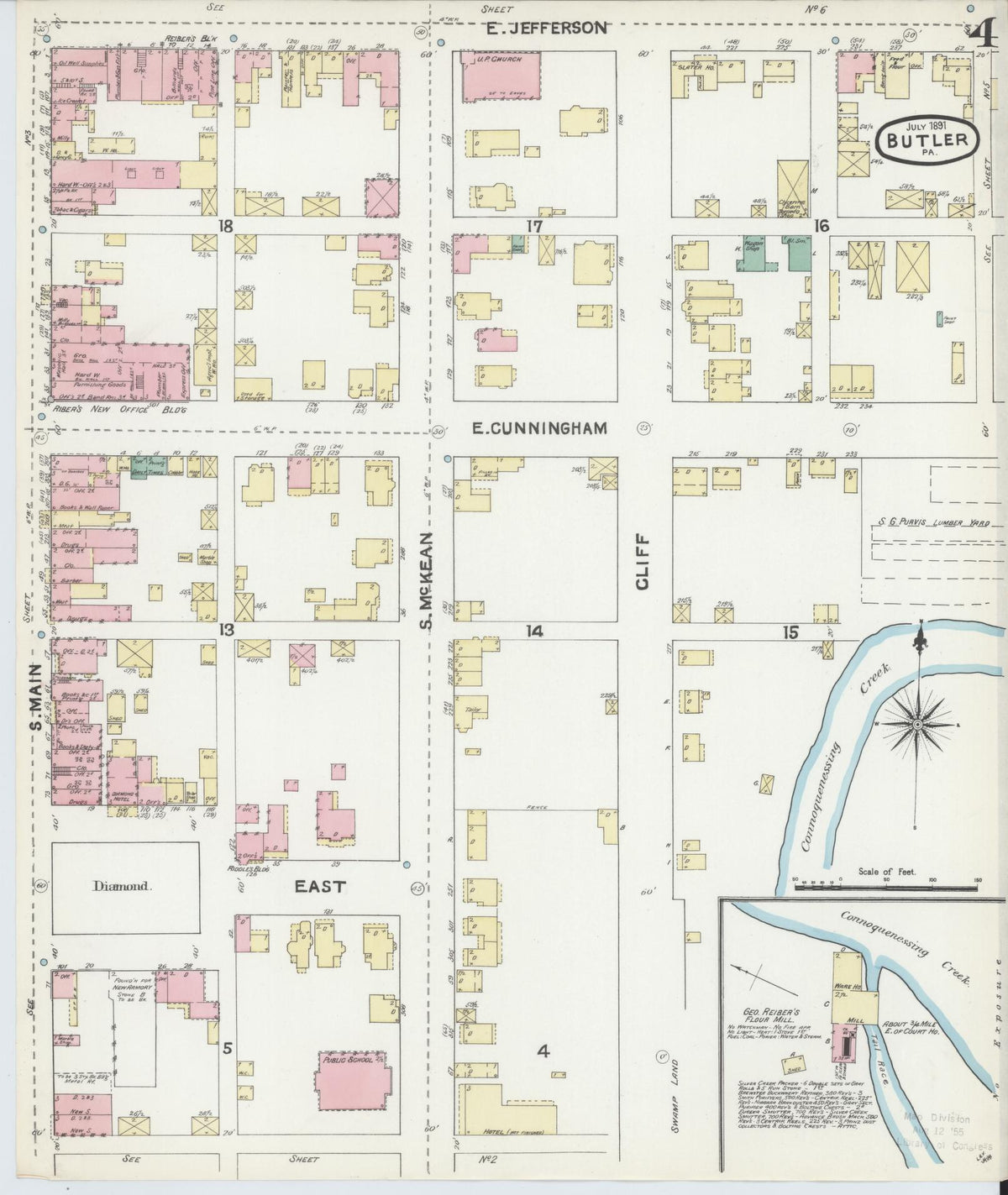 Sanborn Fire Insurance Map from Butler, Butler County, Pennsylvania (1891), Sheet #0004 - Complete Map Set gallery image, historic Sanborn map, vintage wall art, Pennsylvania Pennsylvania