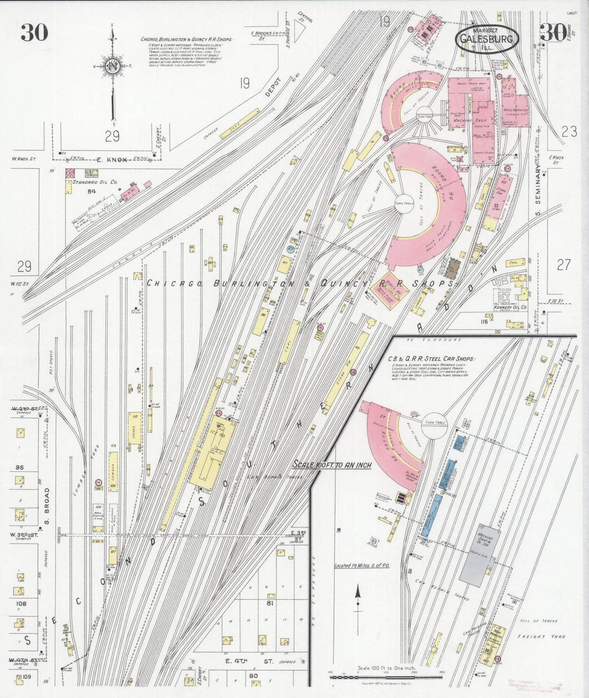 Sanborn Fire Insurance Map from Galesburg, Knox County, Illinois (1927), Sheet #0030 - Complete Map Set gallery image, historic Sanborn map, vintage wall art, Illinois Illinois