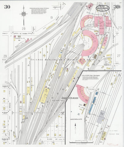 Sanborn Fire Insurance Map from Galesburg, Knox County, Illinois (1927), Sheet #0030 - Complete Map Set gallery image, historic Sanborn map, vintage wall art, Illinois Illinois