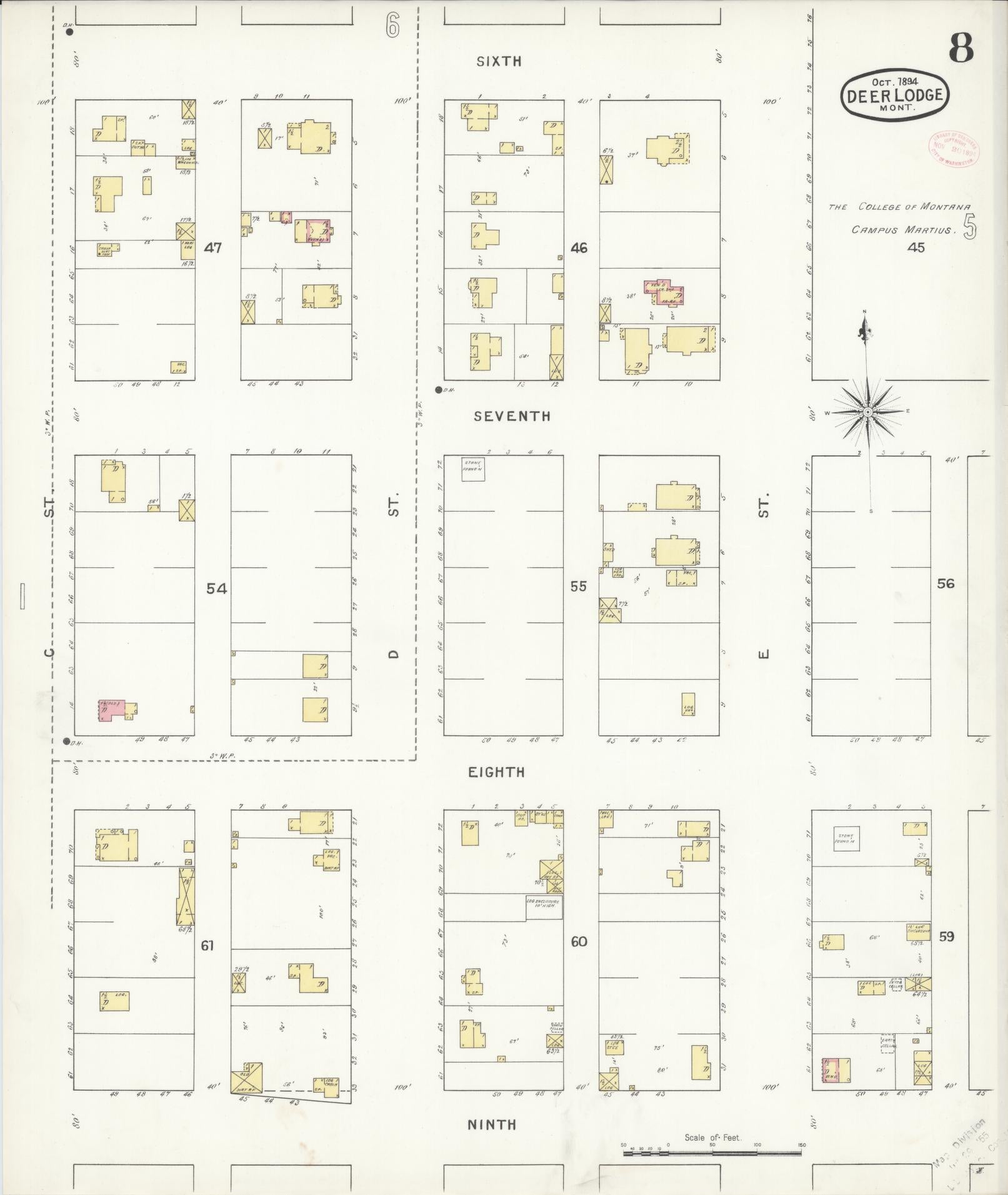 Sanborn Fire Insurance Map from Deer Lodge, Powell County, Montana (1894), Sheet #0008 - Complete Map Set gallery image, historic Sanborn map, vintage wall art, Montana Montana