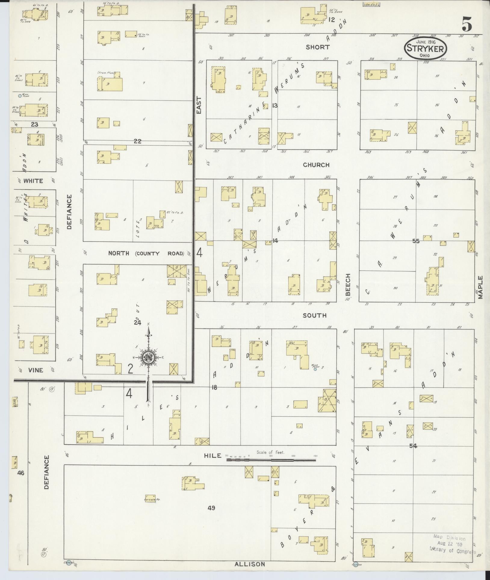 Sanborn Fire Insurance Map from Stryker, Williams County, Ohio (1916), Sheet #0005 - Complete Map Set gallery image, historic Sanborn map, vintage wall art, Ohio Ohio