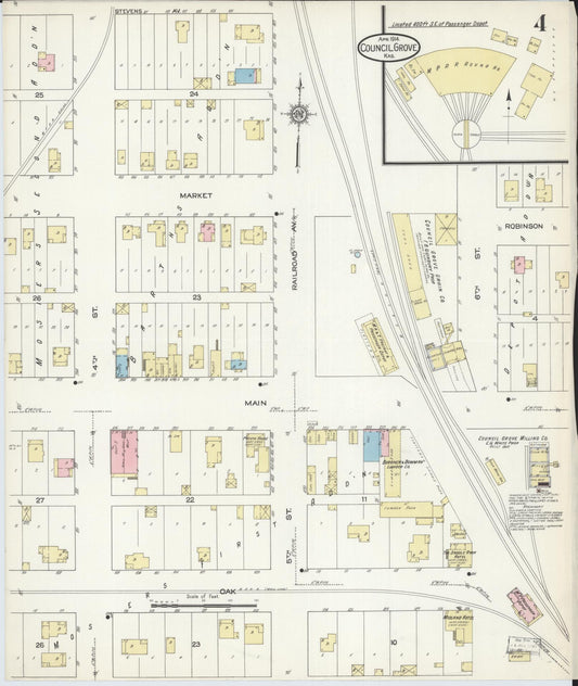 Sanborn Fire Insurance Map from Council Grove, Morris County, Kansas (1914), Sheet #0004 - Historic Sanborn Fire Insurance Map Print, vintage old map wall art, antique decor, genealogy gift, Kansas Kansas map