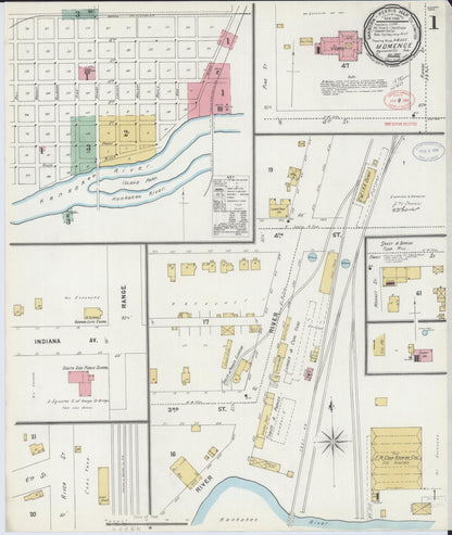 Sanborn Fire Insurance Map from Momence, Kankakee County, Illinois (1897), Sheet #0001 - Complete Map Set gallery image, historic Sanborn map, vintage wall art, Illinois Illinois
