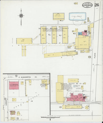 Sanborn Fire Insurance Map from Jonesboro, Craighead County, Arkansas (1919), Sheet #0026 - Complete Map Set gallery image, historic Sanborn map, vintage wall art, Arkansas Arkansas