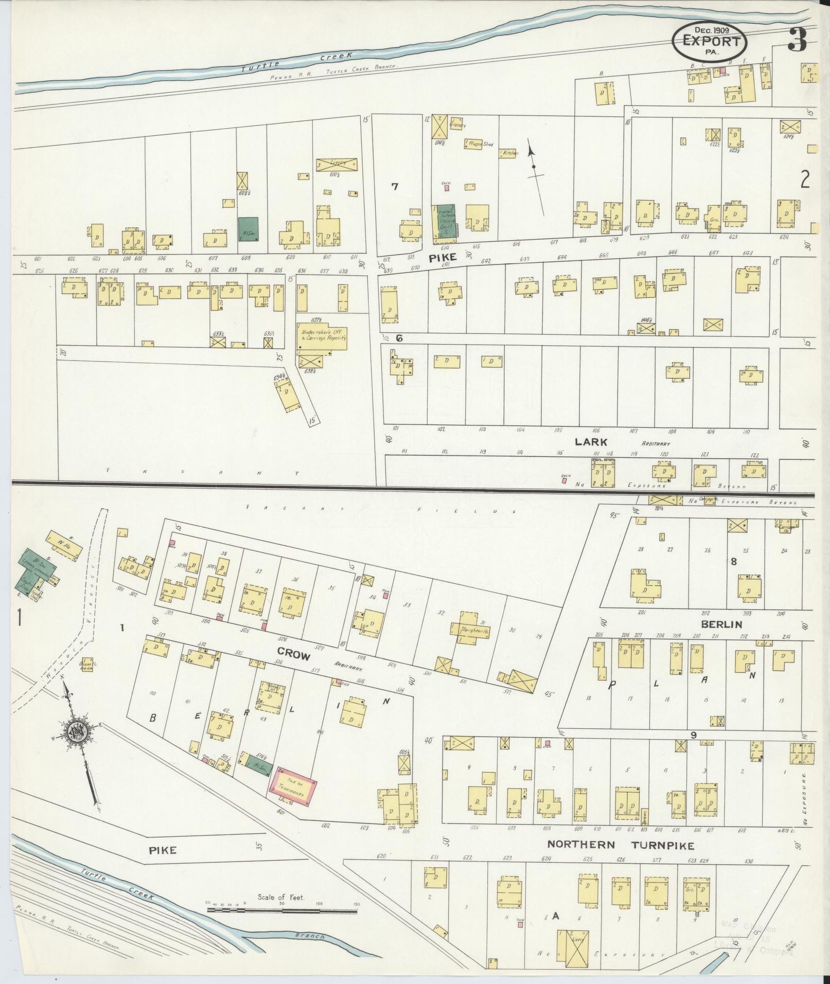 Sanborn Fire Insurance Map from Export, Westmoreland County, Pennsylvania (1909), Sheet #0003 - Historic Sanborn Fire Insurance Map Print, vintage old map wall art, antique decor, genealogy gift, Pennsylvania Pennsylvania map
