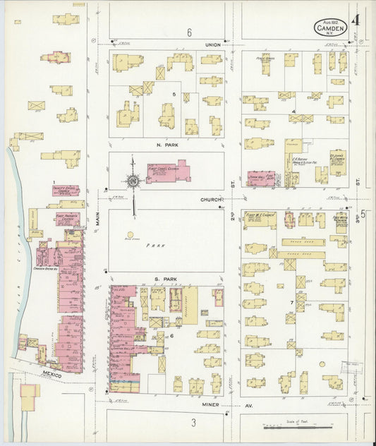 Sanborn Fire Insurance Map from Camden, Oneida County, New York (1912), Sheet #0004 - Historic Sanborn Fire Insurance Map Print, vintage old map wall art, antique decor, genealogy gift, New York New York map