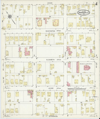 Sanborn Fire Insurance Map from Brownsville, Cameron County, Texas (1914), Sheet #0004 - Complete Map Set gallery image, historic Sanborn map, vintage wall art, Texas Texas