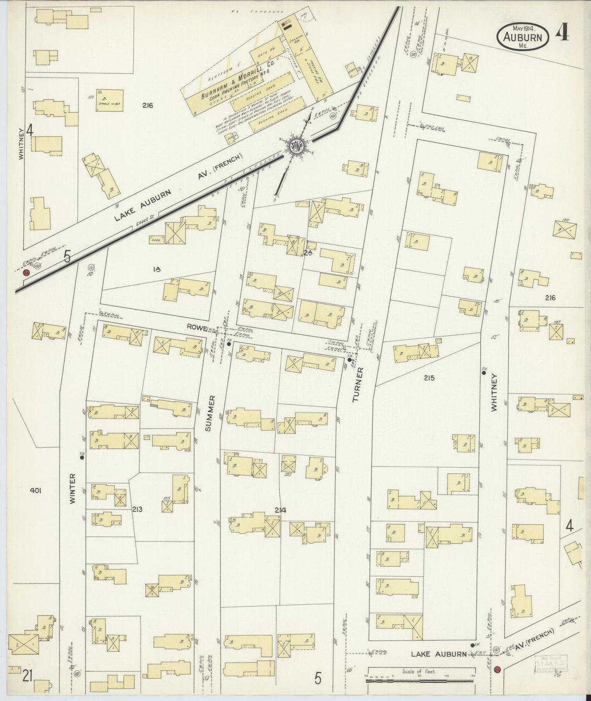 Sanborn Fire Insurance Map from Auburn, Androscoggin County, Maine (1914), Sheet #0004 - Complete Map Set gallery image, historic Sanborn map, vintage wall art, Maine Maine