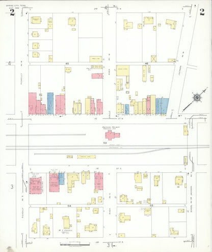 Sanborn Fire Insurance Map from Spring City, Rhea County, Tennessee (1942), Sheet #0002 - Complete Map Set gallery image, historic Sanborn map, vintage wall art, Tennessee Tennessee