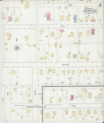Sanborn Fire Insurance Map from Harrisonville, Cass County, Missouri (1902), Sheet #0004 - Historic Sanborn Fire Insurance Map Print, vintage old map wall art, antique decor, genealogy gift, Missouri Missouri map