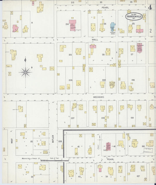 Sanborn Fire Insurance Map from Harrisonville, Cass County, Missouri (1902), Sheet #0004 - Historic Sanborn Fire Insurance Map Print, vintage old map wall art, antique decor, genealogy gift, Missouri Missouri map