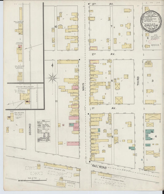Sanborn Fire Insurance Map from Groton, Brown County, South Dakota. (1892) – Historic Sanborn Fire Insurance Map Print