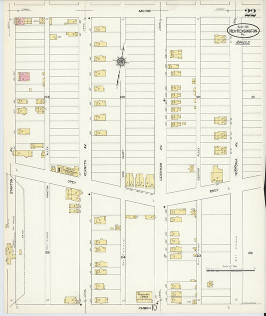 Sanborn Fire Insurance Map from New Kensington, Westmoreland County, Pennsylvania (1911), Sheet #0022 - Historic Sanborn Fire Insurance Map Print, vintage old map wall art, antique decor, genealogy gift, Pennsylvania Pennsylvania map
