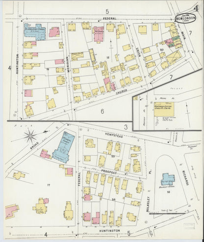 Sanborn Fire Insurance Map from New London, New London County, Connecticut (1896), Sheet #0004 - Complete Map Set gallery image, historic Sanborn map, vintage wall art, Connecticut Connecticut