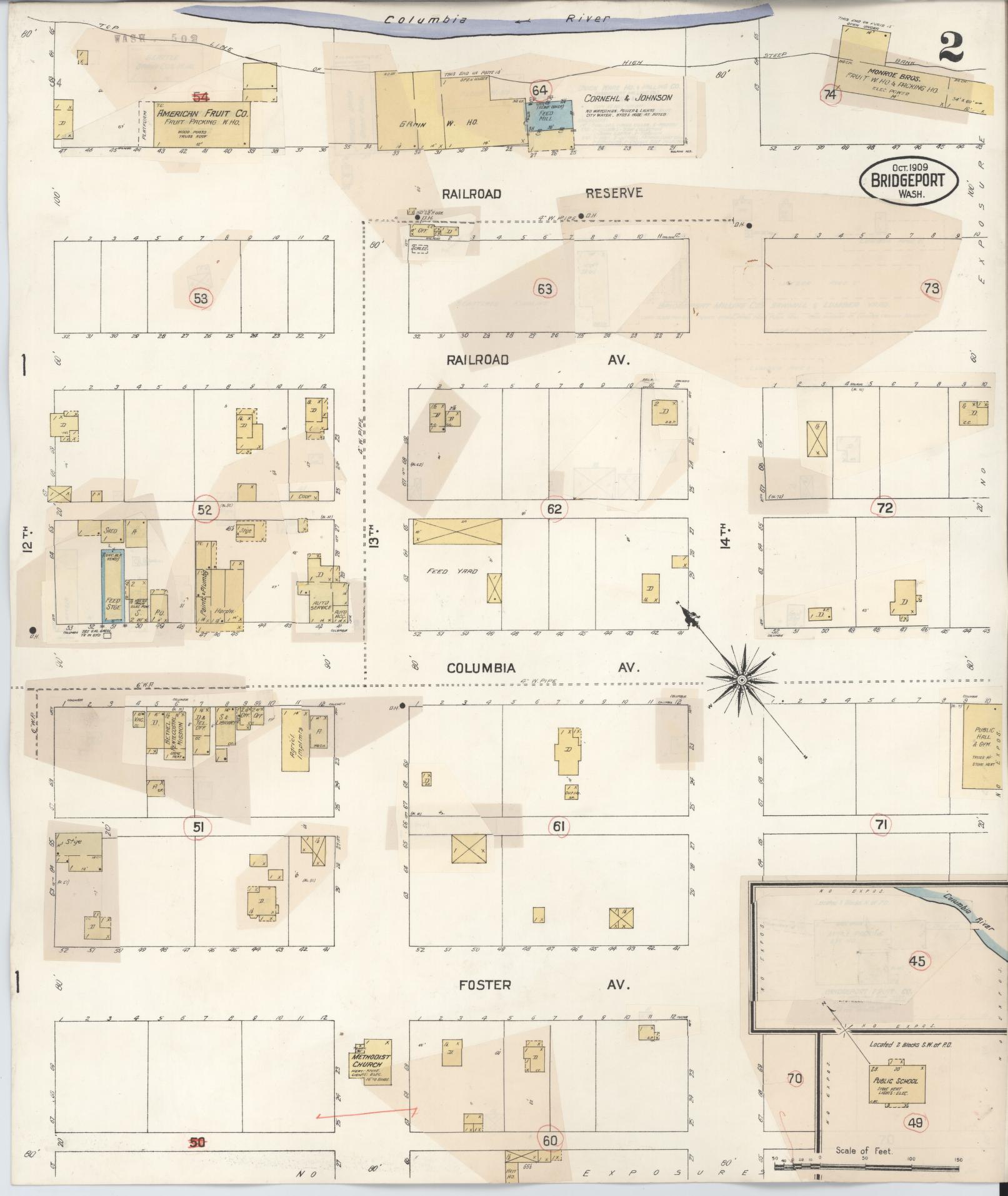 Sanborn Fire Insurance Map from Bridgeport, Douglas County, Washington (1932), Sheet #0002 - Historic Sanborn Fire Insurance Map Print, vintage old map wall art, antique decor, genealogy gift, Washington Washington map