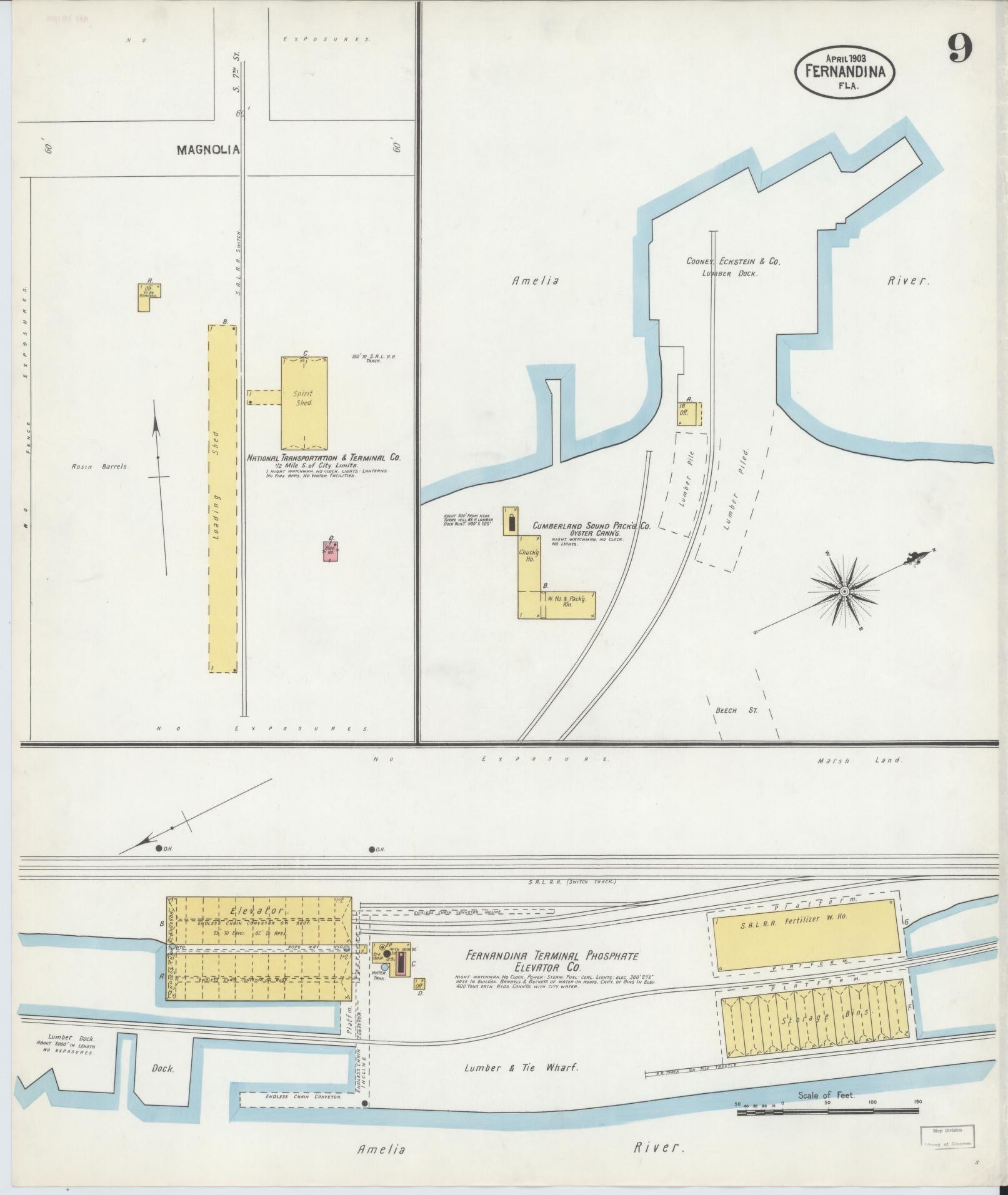 Sanborn Fire Insurance Map from Fernandina, Nassau County, Florida (1903), Sheet #0009 - Complete Map Set gallery image, historic Sanborn map, vintage wall art, Florida Florida