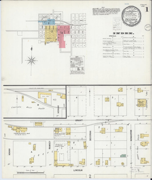Sanborn Fire Insurance Map from Caledonia, Houston County, Minnesota (1900), Sheet #0001 - Historic Sanborn Fire Insurance Map Print, vintage old map wall art, antique decor, genealogy gift, Minnesota Minnesota map