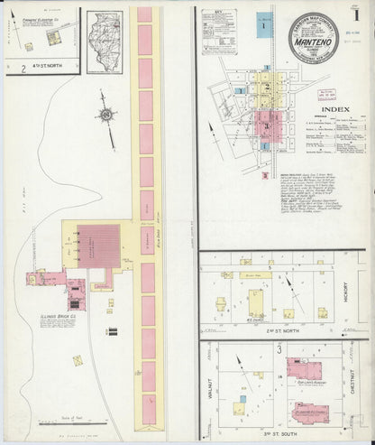 Sanborn Fire Insurance Map from Manteno, Kankakee County, Illinois (1914), Sheet #0001 - Complete Map Set gallery image, historic Sanborn map, vintage wall art, Illinois Illinois