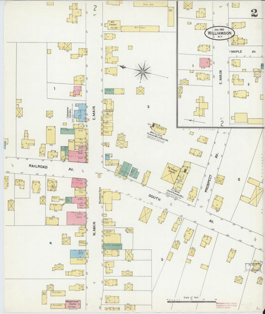 Sanborn Fire Insurance Map from Williamson, Wayne County, New York (1905), Sheet #0002 - Historic Sanborn Fire Insurance Map Print, vintage old map wall art, antique decor, genealogy gift, New York New York map