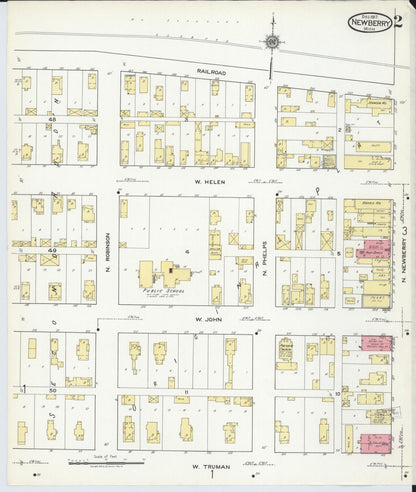 Sanborn Fire Insurance Map from Newberry, Luce County, Michigan (1917), Sheet #0002 - Historic Sanborn Fire Insurance Map Print, vintage old map wall art, antique decor, genealogy gift, Michigan Michigan map