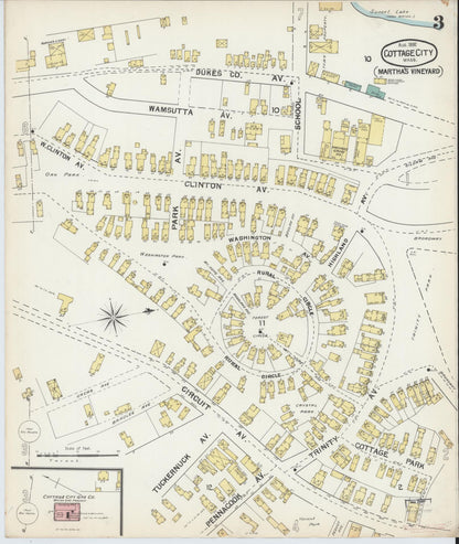 Sanborn Fire Insurance Map from Cottage City, Dukes County, Massachusetts (1892), Sheet #0003 - Complete Map Set gallery image, historic Sanborn map, vintage wall art, Massachusetts Massachusetts