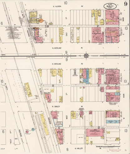 Sanborn Fire Insurance Map from Burley, Cassia County, Idaho (1921), Sheet #0009 - Complete Map Set gallery image, historic Sanborn map, vintage wall art, Idaho Idaho