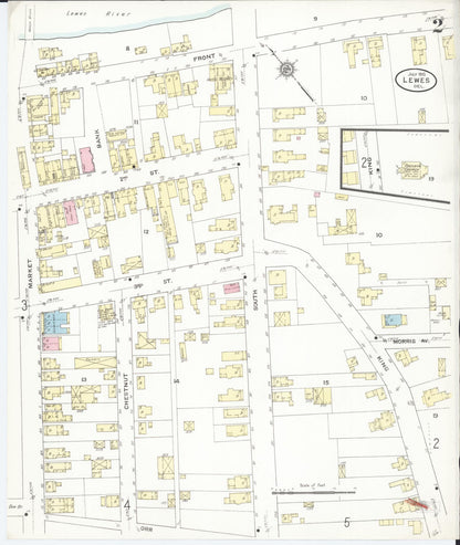 Sanborn Fire Insurance Map from Lewes, Sussex County, Delaware (1910), Sheet #0002 - Complete Map Set gallery image, historic Sanborn map, vintage wall art, Delaware Delaware