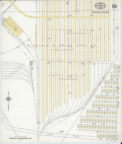Sanborn Fire Insurance Map from Virginia, Saint Louis County, Minnesota (1915), Sheet #0018 - Complete Map Set gallery image, historic Sanborn map, vintage wall art, Minnesota Minnesota