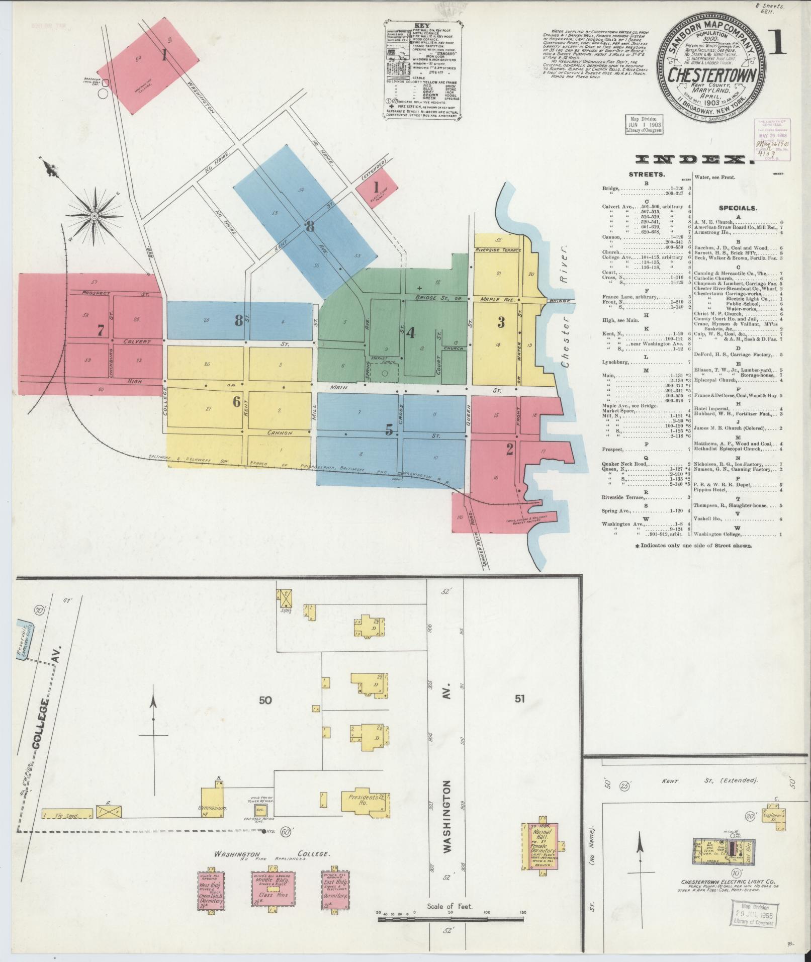 Sanborn Fire Insurance Map from Chestertown, Kent County, Maryland (1903), Sheet #0001 - Complete Map Set gallery image, historic Sanborn map, vintage wall art, Maryland Maryland