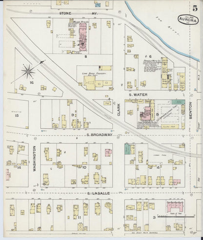Sanborn Fire Insurance Map from Aurora, Kane County, Illinois (1888), Sheet #0005 - Complete Map Set gallery image, historic Sanborn map, vintage wall art, Illinois Illinois