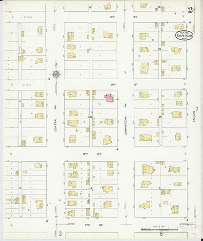 Sanborn Fire Insurance Map from Superior, Nuckolls County, Nebraska (1912), Sheet #0002 - Complete Map Set gallery image, historic Sanborn map, vintage wall art, Nebraska Nebraska